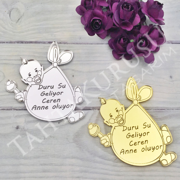 Pleksi ayna lazer kesim Pusetli bebek